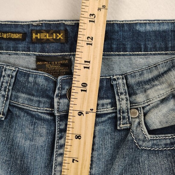 Helix Slim Straight Jeans Mens 34x32 Faded Denim - Picture 6 of 6
